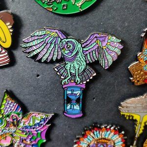 Hourglass Owl Pin. Limited Edition 75 (Heady Music Festival Gear Spirit Animal)